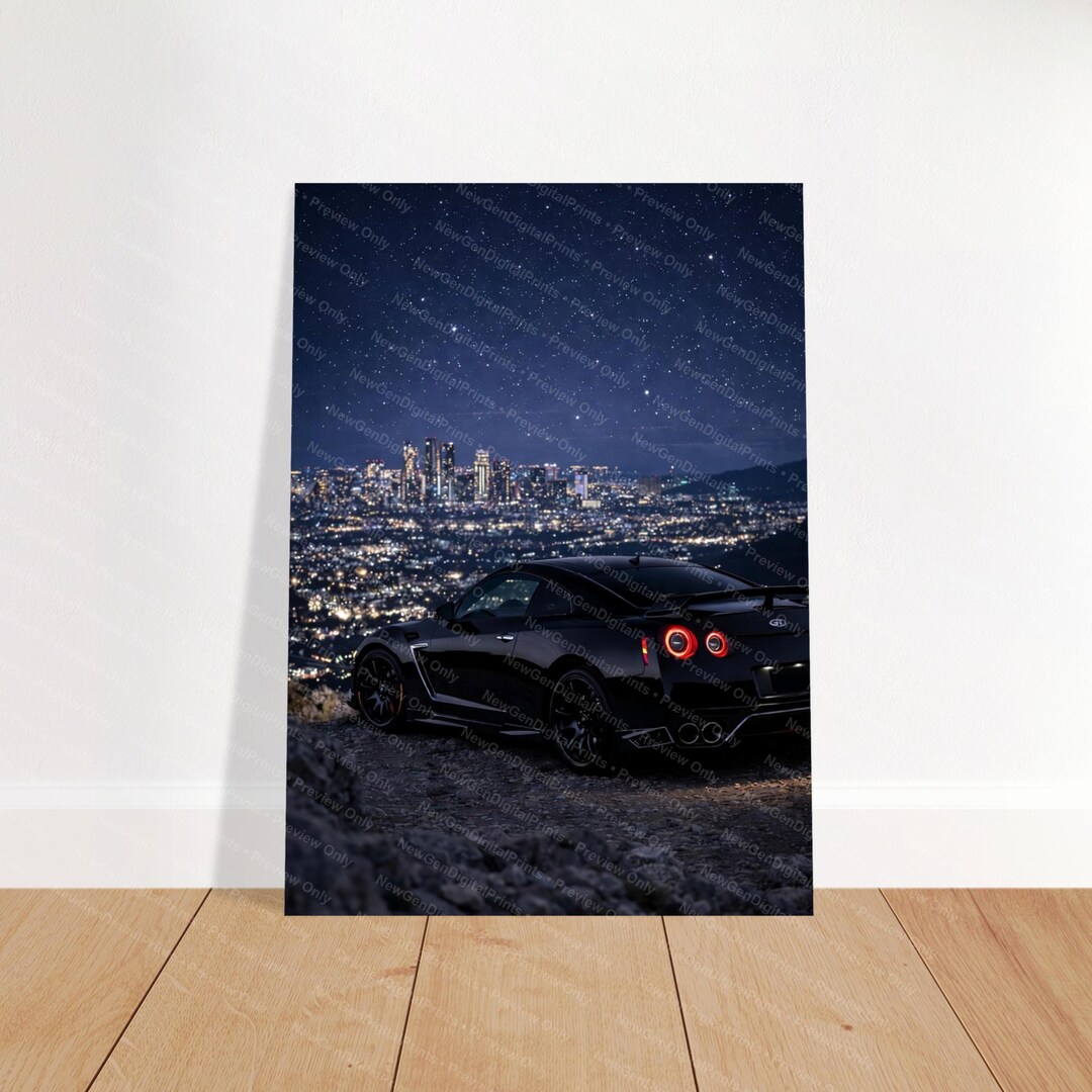 Nissan GT-R R35 Black Poster – JDM Sports Car Wall Art | Night City Car ...