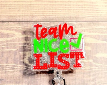 Christmas Badge Reel. Funny Unique gifts /Glitter Badge Reels Nice list