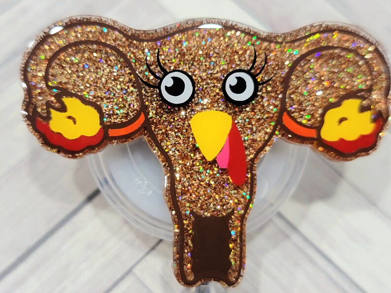 Turkey Uterus Badge reel. Thanksgiving Fall Badge reel Cervix Ovaries Vagina GYN Glitter. Funny holiday lanyards image 2