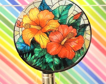 Hibiscus Glitter Badge Reel