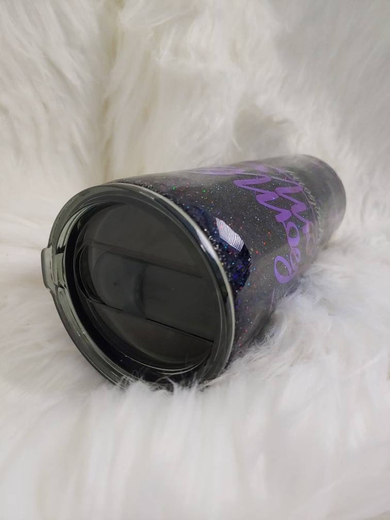F Bomb Mom #sorrynotsorry Black Gliter Holographic Vinyl 22 oz Double Wall Stainless Steel Tumbler by Hot Headz