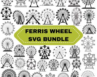 Ferris Wheel SVG Bundle: Theme Park Clipart, SVG Cut Files Cricut(Digital Download)
