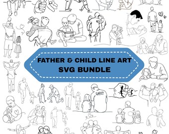 Paquete de imágenes SVG de padre e hijo: Clip art de amor paternal (descarga digital)