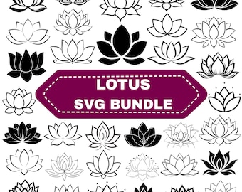 Lotus Flower SVG Bundle: Clipart,Lotus Silhouette,Laser Cut Files(Digital Download)
