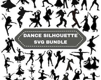 Dance Silhouette SVG Bundle: Clipart,Couple Dance,Digital Files(Instant Download)