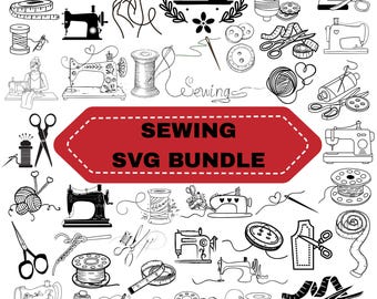 Sewing SVG Bundle: Tailor Clipart,Monogram Frames,Sewing Machine(Digital Download)