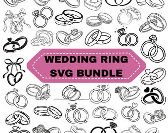 Wedding Ring SVG Bundle: Diamond, Groom & Bride Vector Cut Files (Instant Download)