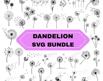 Dandelion Svg Bundle: Dandelion Clipart, Cut files for Cricut(Digital Download)