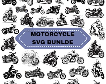 Motorcycle SVG Bundle: Racing Moto Graphics,Biker,Cricut Silhouette,Cut Files(Digital Download)
