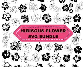 Hibiscus Flower SVG Bundle: Tropical flower clipart, Silhouettes cut file (Digital Download)