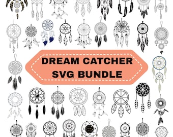 Dreamcatcher SVG Bundle: Boho Feather Clipart,Vector Graphics(Digital Download)