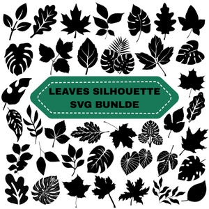 Löv Silhouette SVG Bundle: Clipart, växtklippfiler för Cricut och Silhouette (digital nedladdning)