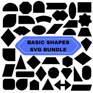 Basic Shapes SVG Bundle:Geometric Clipart,Basic Shape PNG,Silhouette (Digital Download)