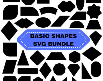 Basic Shapes SVG Bundle:Geometric Clipart,Basic Shape PNG,Silhouette (Digital Download)