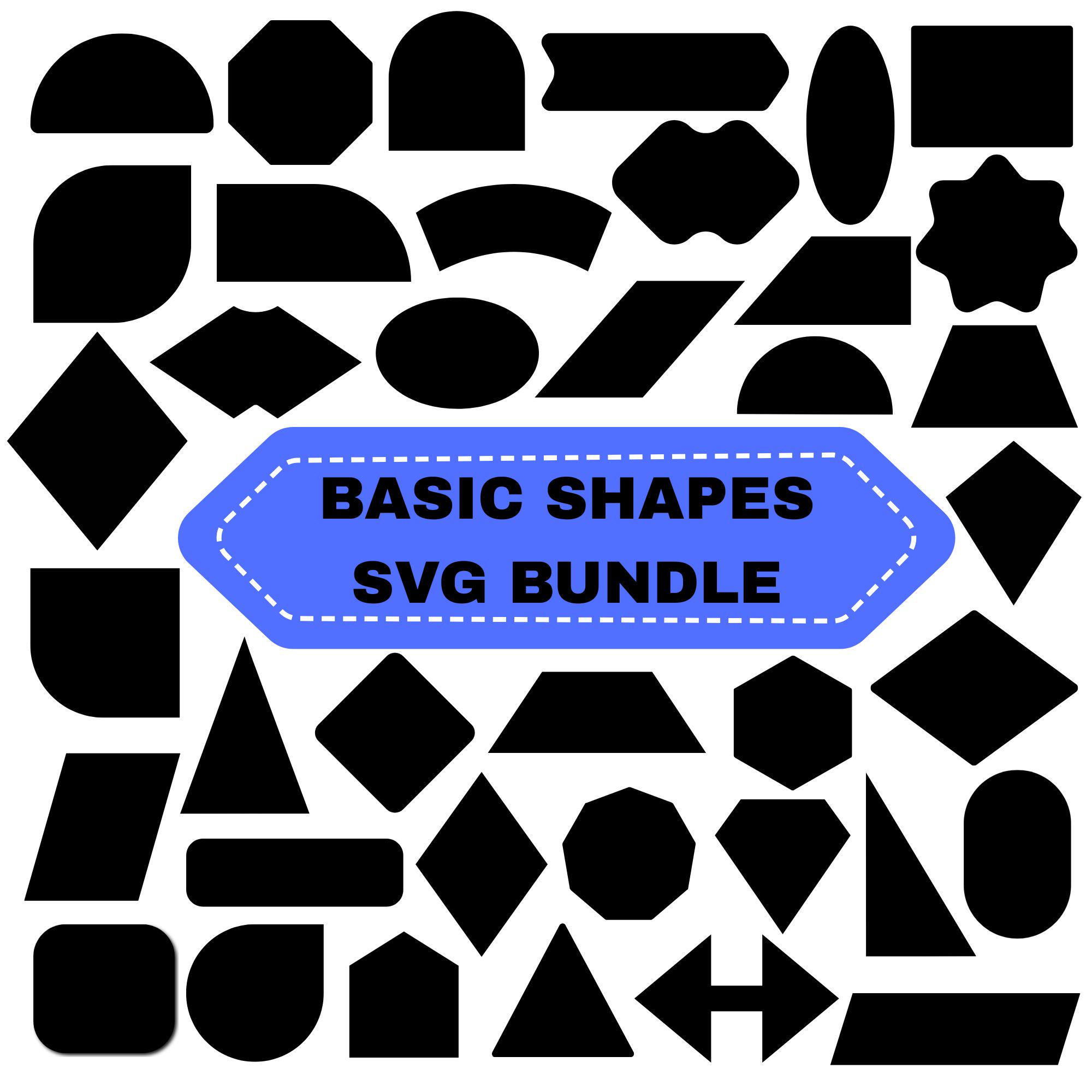Basic Shapes SVG Bundle:geometric Clipart,basic Shape Png,silhouette ...