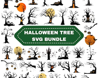 Spooky Halloween Tree SVG Bundle: Haunted, Scary Clipart (Digital Download)