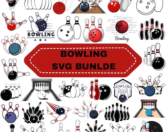 Bowling SVG Bundle: Bowling Pin,Sports Clipart,Bowling Team Cut Files(Digital Download)