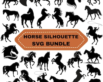 Horse Silhouette SVG Bundle: Clipart,Vector,Cut Files (Digital Download)