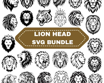 Lion Head SVG Bundle: Roaring Lion Clipart,Jungle King Cricut,Silhouette(Digital Download)