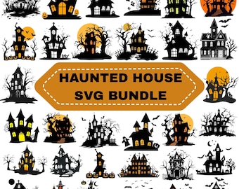 Haunted House SVG Bundle: Spooky Halloween Clipart,Silhouette Cut Files for Cricut(Digital Download)