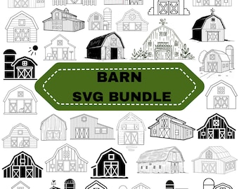 Barn SVG Bundle: Farm Scene Clipart,Farmhouse Cut Files (Digital Download)