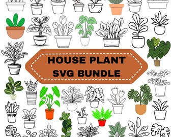 Houseplant SVG Bundle: Gardening,Plant in Pots Clipart,Floral Cut Files(Digital Download)