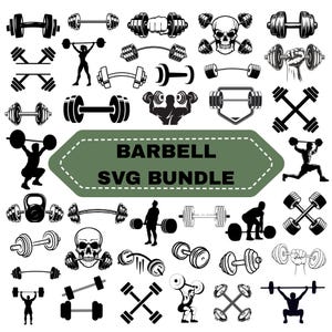 Barbell SVG Bundle:Weight Lifting,Fitness,Gym Silhouette,Cut Files for Cricut(Digital Download)