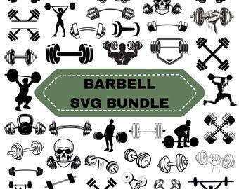 Ensemble d'haltères SVG : musculation, fitness, silhouette de salle de sport, fichiers de coupe pour Cricut (téléchargement numérique)