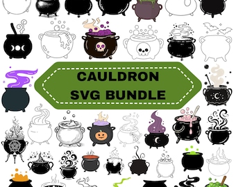 Cauldron SVG Bundle: Halloween Designs,Witch Pot Clipart(Digital Download)