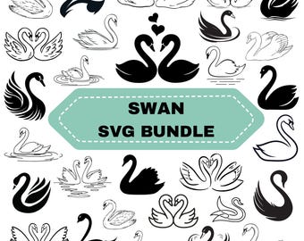 Swan Svg Bundle:  Swan Clipart,Elegant Silhouette Designs for Cricut (Digital Download)