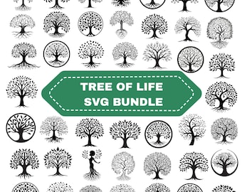Tree of Life SVG Bundle,Tree Silhouette Clipart,Family Tree,Spiritual Home Decor,Digital file(Instant Download)