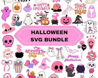 Pink Halloween Clip Art Svg Bundle: Girly Halloween Designs,Spooky Vibes(Digital Download)