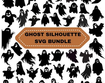 Ghost Silhouette Svg Bundle: Spooky season,Halloween Cut Files(Digital Download)