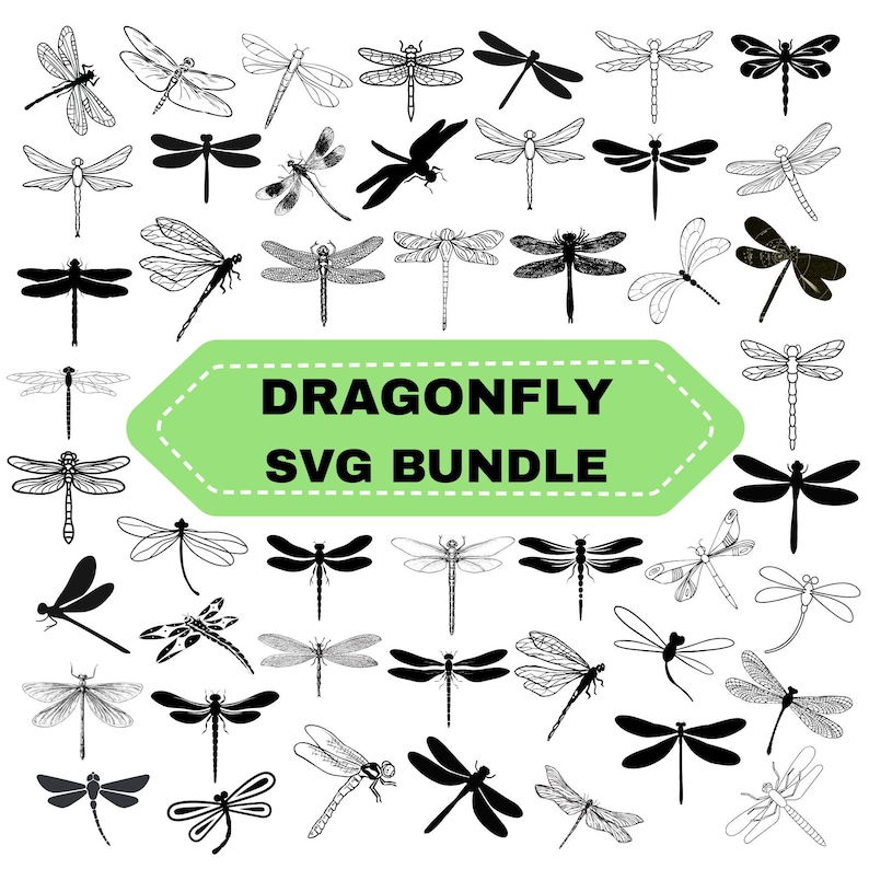 Dragonfly SVG Bundle: Insect Vector Clipart,silhouette Cut Files ...