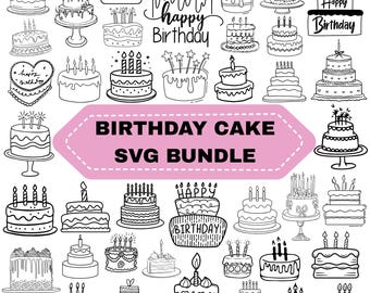 Birthday Cake SVG Bundle: Clipart, Cake Designs, Cut Files (Digital Download)