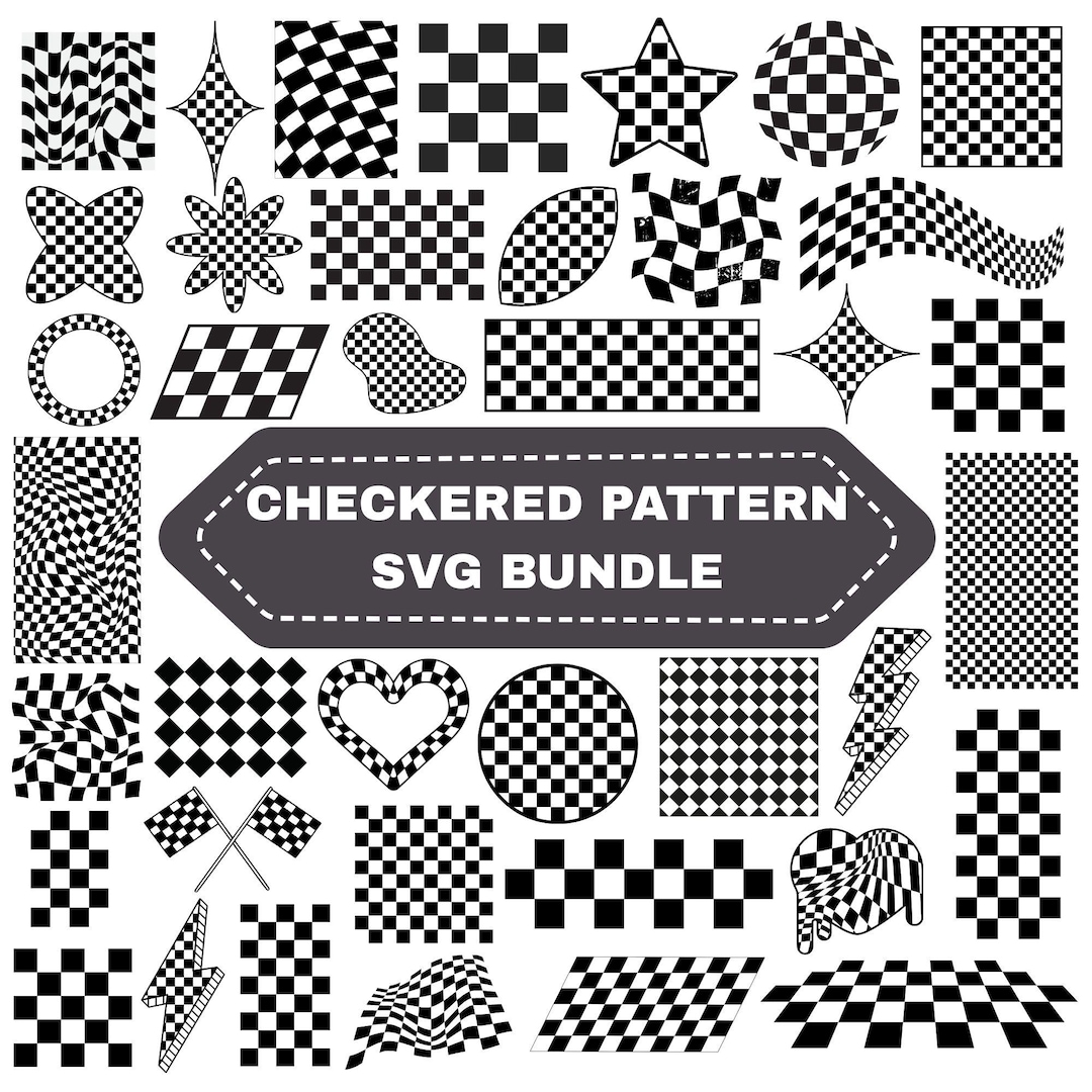 Checkered Pattern SVG Bundle: Distress Checkers Designs,racing Flag Cut ...