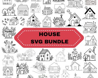 Floral House Svg Bundle: Little house Clipart,Digital Files(Instant Download)