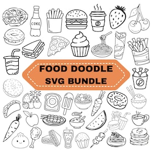 Food Doodle SVG Bundle: Clipart Graphics (Digital Download