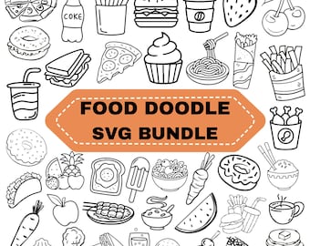 Food Doodle SVG Bundle: Clipart Graphics (Digital Download