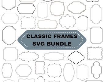 Vintage Frames SVG Bundle, Label Borders, Banners Clipart (Digital Download)