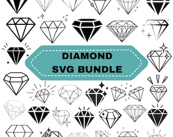 Diamond SVG Bundle: Geometric Clipart, Cut Files for Cricut (Digital Download)