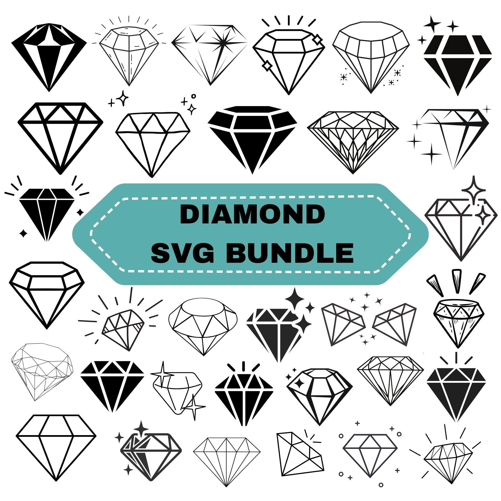 Diamond SVG Bundle: Geometric Clipart, Cut Files for Cricut (digital ...