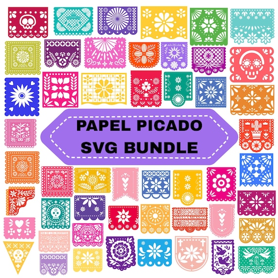 Papel Picado SVG Bundle: Mexican Fiesta Banner Clipart (Digital Download)