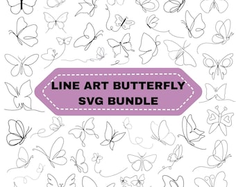 Line Art Butterfly SVG Bundle: Cricut Silhouette Cut Files (Digital Download)