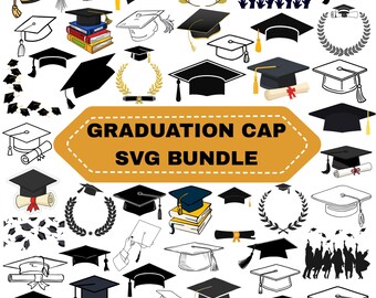 Graduation Cap SVG Bundle: Topper Designs,Clipart(Digital Download)