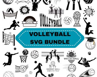Volleyball SVG Bundle: Volleyball Outline,Silhouette, Cut Files for cricut(Instant Download)