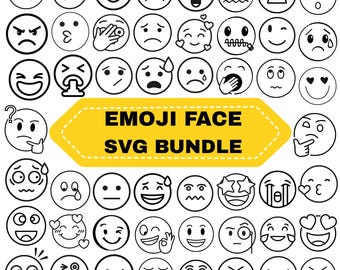 Emoji Face SVG-paket: Clipart-klippfiler för Cricut (direktnedladdning)