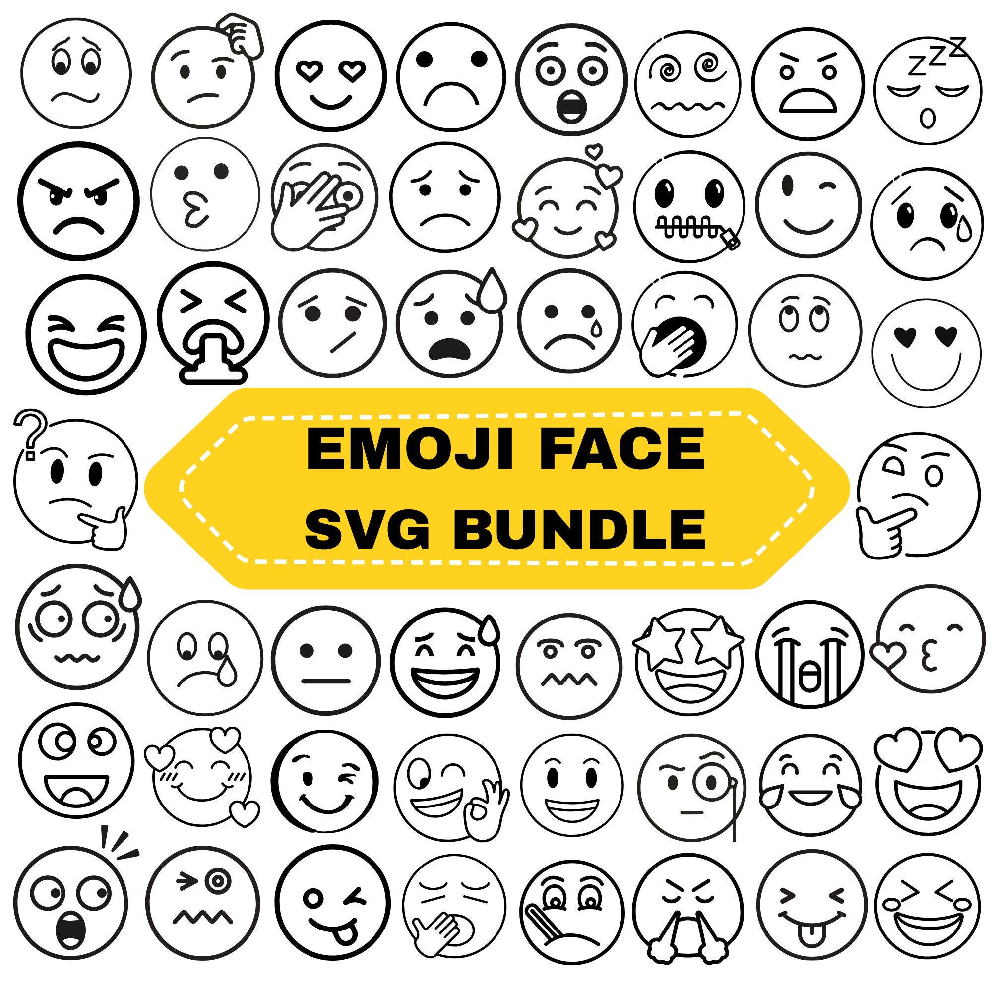 Emoji Face SVG Bundle: Clipart Cut Files for Cricut (instant Download ...