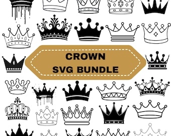 Crown SVG Bundle: King Clipart, Royal Crowns, Cricut Files (Digital Download)