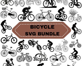 Bicycle SVG Bundle: Flower Clipart,Vintage Bicycle,Biker,Cut Files (Digital Download)
